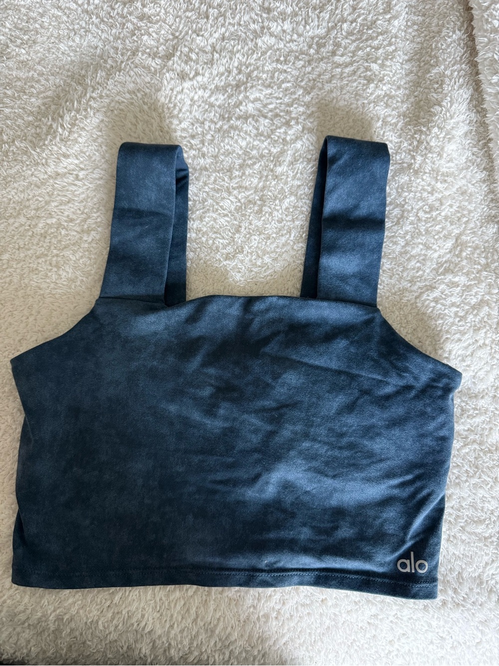 ALO Yoga Navy Square Neck Crop Top